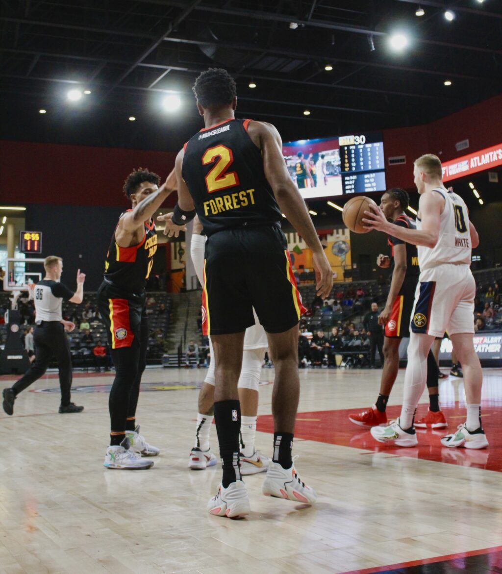 Photo courtesy of @_klee17: The College Park Skyhawks (15-14) were defeated by the Grand Rapids Gold (9-21), 102-93, in the second game of a two-game series at the Gateway Center Arena on Friday night.