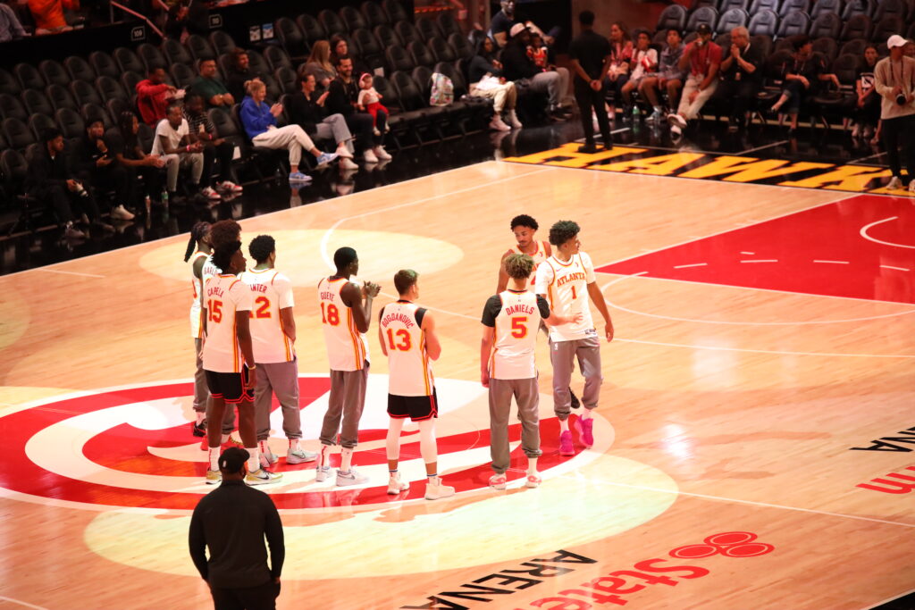 Atlanta Hawks 2024 Open Practice, held on Sunday, October 13th at 3 p.m. at the award-winning State Farm Arena. The team’s Open Practice offered fans an opportunity to enjoy skills challenges led by Hawks Head Coach Quin Snyder and his staff. Photo courtesy of @legendaryiseternal