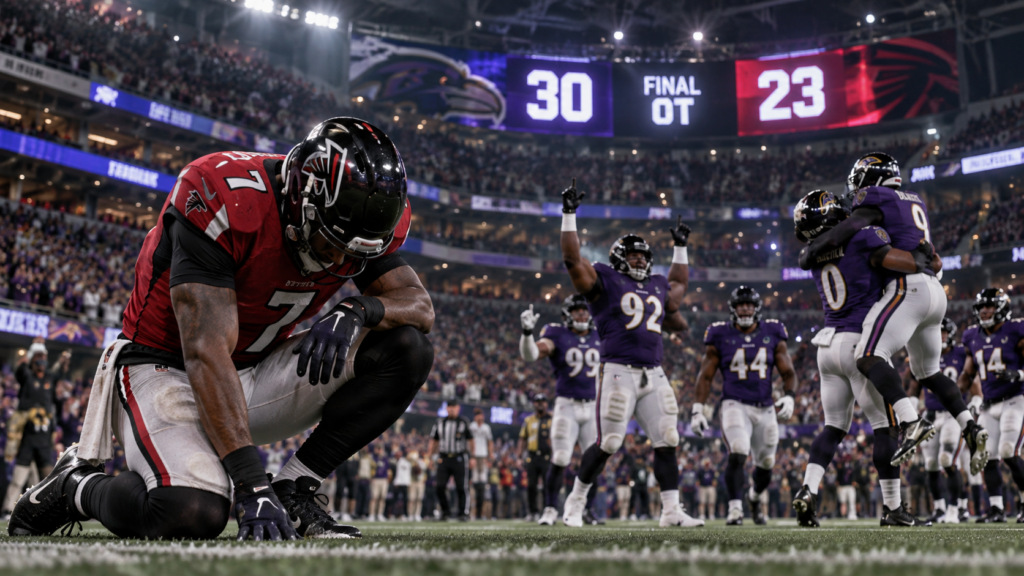 From Victory to Heartbreak: Falcons Fall to Ravens 30–23 in OT